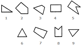 Illustration for Group the given figures into three classes using each figure only once.
